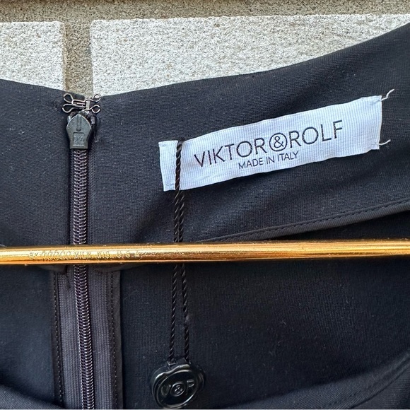 NWT Viktor & Rolf Black Little Black Dress Belted Fit Flare Pockets Italy 42 - Picture 8 of 13